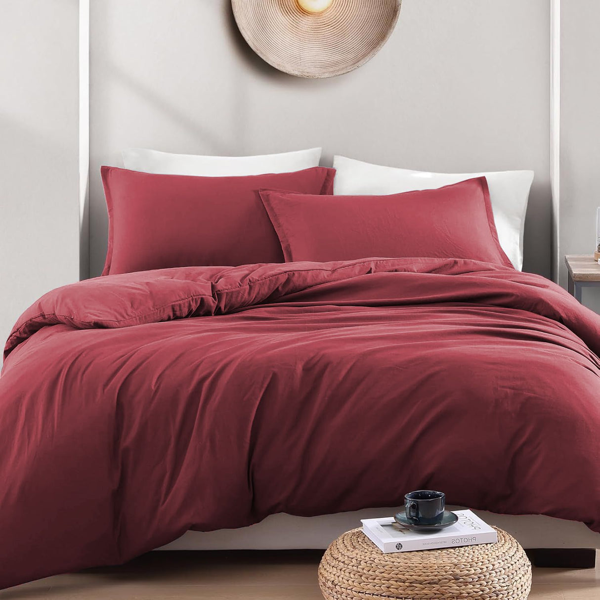 Hotel Soft Microfiber Duvet Cover Set-2000TC Quilt Cover Set & Pillowcases -1 Donna Cover Zipper Closure & 1 x Pillowcases-Breathable Bedding - Wrinkle, Fade, Stain Resistant(Red,Single)