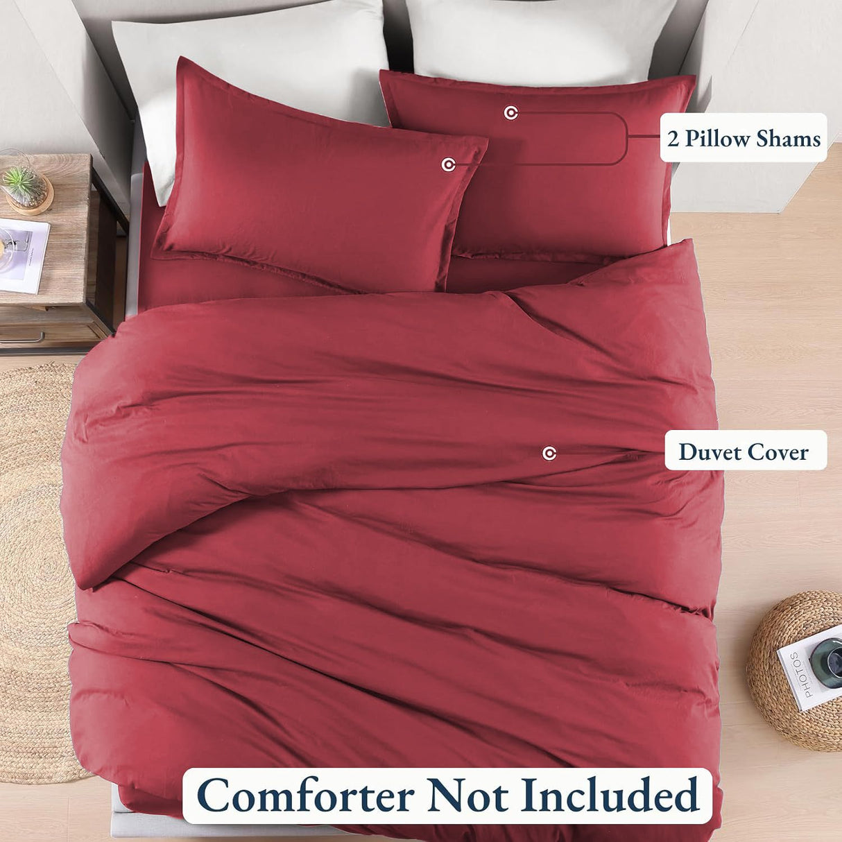 Hotel Soft Microfiber Duvet Cover Set-2000TC Quilt Cover Set & Pillowcases -1 Donna Cover Zipper Closure & 1 x Pillowcases-Breathable Bedding - Wrinkle, Fade, Stain Resistant(Red,Single)