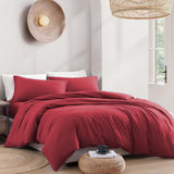 Hotel Soft Microfiber Duvet Cover Set-2000TC Quilt Cover Set & Pillowcases -1 Donna Cover Zipper Closure & 1 x Pillowcases-Breathable Bedding - Wrinkle, Fade, Stain Resistant(Red,Single)