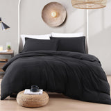 Hotel Soft Microfiber Duvet Cover Set-2000TC Quilt Cover Set & Pillowcases -1 Donna Cover Zipper Closure & 1 x Pillowcases-Breathable Bedding - Wrinkle, Fade, Stain Resistant(Black,Single)