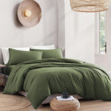 Hotel Soft Microfiber Duvet Cover Set-2000TC Quilt Cover Set & Pillowcases -1 Donna Cover Zipper Closure & 1 x Pillowcases-Breathable Bedding - Wrinkle, Fade, Stain Resistant(Olive green,Single)