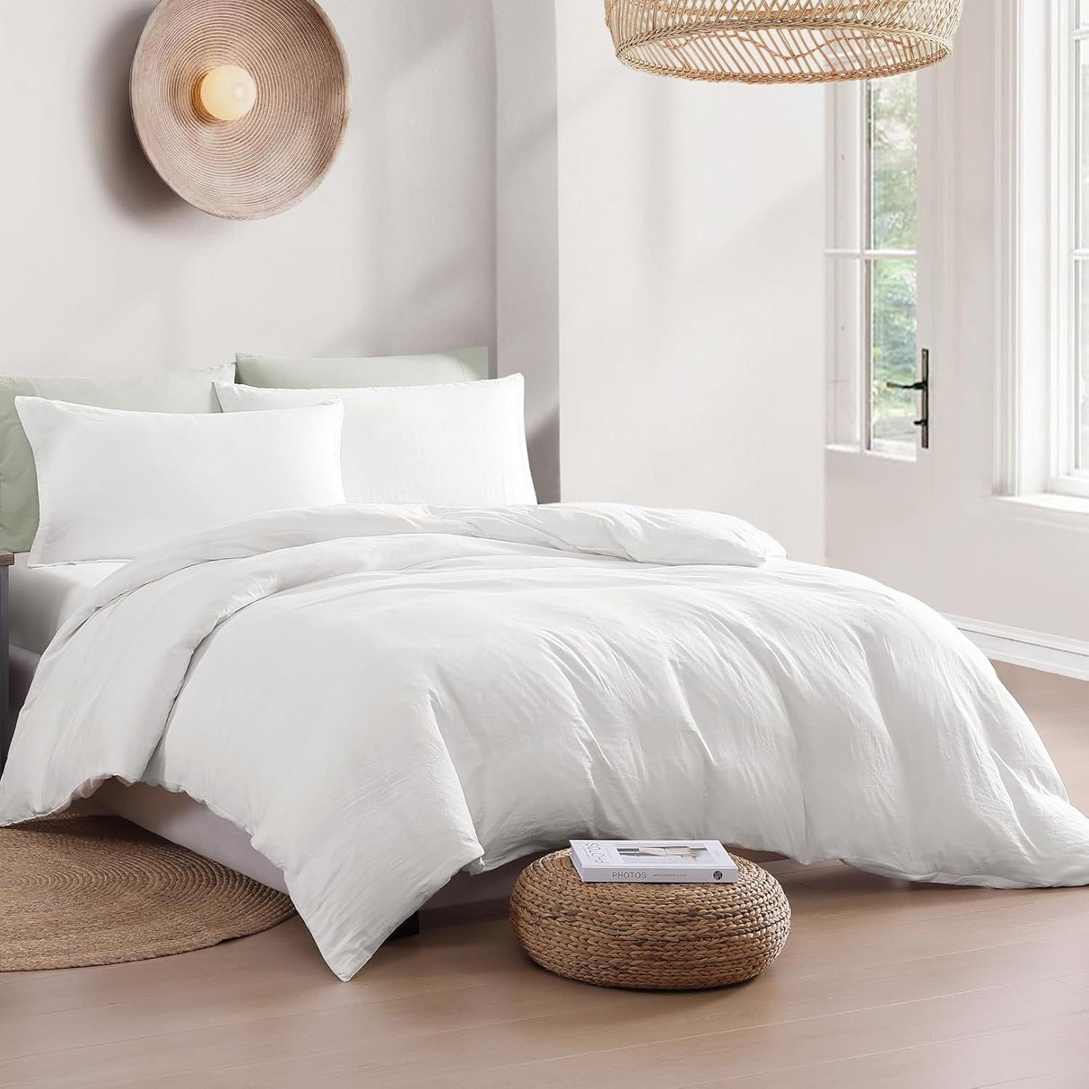 Hotel Soft Microfiber Duvet Cover Set-2000TC Quilt Cover Set & Pillowcases -1 Donna Cover Zipper Closure & 1 x Pillowcases-Breathable Bedding - Wrinkle, Fade, Stain Resistant(White,Super King)