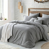 Hotel Soft Microfiber Duvet Cover Set-2000TC Quilt Cover Set & Pillowcases -1 Donna Cover Zipper Closure & 1 x Pillowcases-Breathable Bedding - Wrinkle, Fade, Stain Resistant(Grey,Super King)
