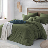 Hotel Soft Microfiber Duvet Cover Set-2000TC Quilt Cover Set & Pillowcases -1 Donna Cover Zipper Closure & 1 x Pillowcases-Breathable Bedding - Wrinkle, Fade, Stain Resistant(Olive green,Super King)