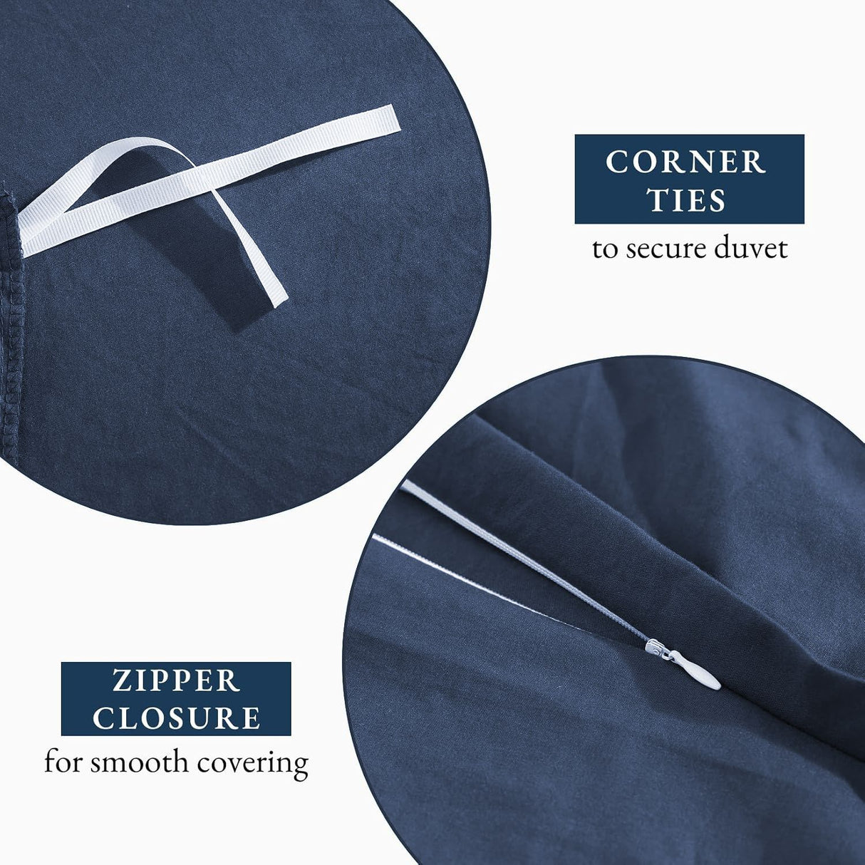 Hotel Soft Microfiber Duvet Cover Set-2000TC Quilt Cover Set & Pillowcases -1 Donna Cover Zipper Closure & 1 x Pillowcases-Breathable Bedding - Wrinkle, Fade, Stain Resistant(Navy,Super King)