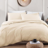 Hotel Soft Microfiber Duvet Cover Set-2000TC Quilt Cover Set & Pillowcases -1 Donna Cover Zipper Closure & 1 x Pillowcases-Breathable Bedding - Wrinkle, Fade, Stain Resistant(Cream White,Super King)