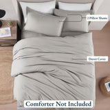 Hotel Soft Microfiber Duvet Cover Set-2000TC Quilt Cover Set & Pillowcases -1 Donna Cover Zipper Closure & 1 x Pillowcases-Breathable Bedding - Wrinkle, Fade, Stain Resistant(Silver-gray,Super King)