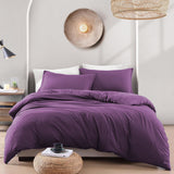 Hotel Soft Microfiber Duvet Cover Set-2000TC Quilt Cover Set & Pillowcases -1 Donna Cover Zipper Closure & 1 x Pillowcases-Breathable Bedding - Wrinkle, Fade, Stain Resistant(Purple,Super King)