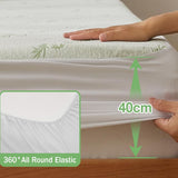 Bamboo Mattress Protector,Breathable Waterproof Mattress Cover,3D Air Fabric Cooling Bed Pad Cover, Deep Pocket 40cm(Queen,Green)
