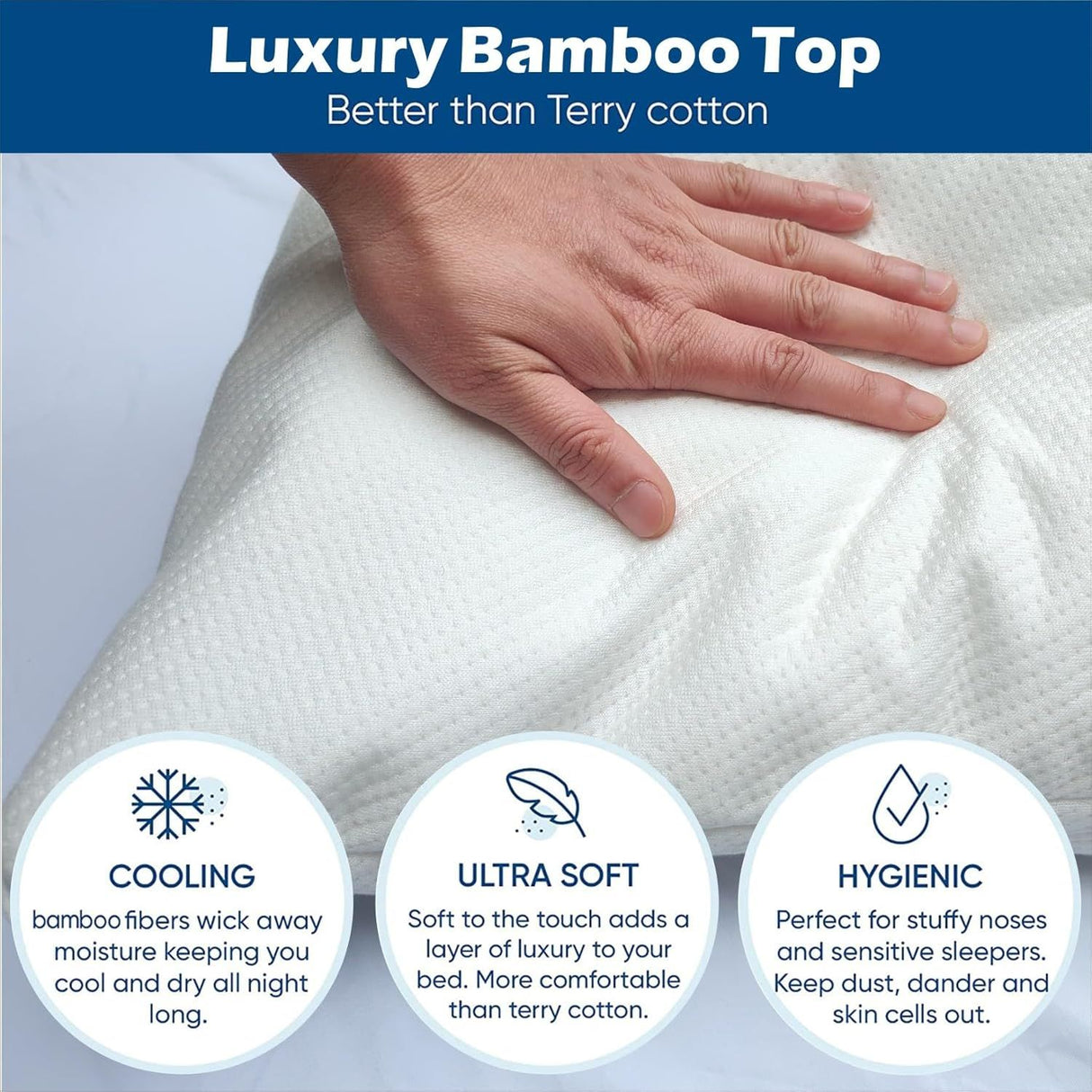 Waterproof Bamboo Pillow Protector Cover,100% Bug Water Proof Zippered Pillow Cases Body Size (1 Pack, White,50cm x 150cm)