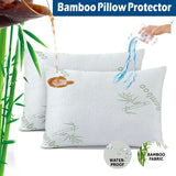 Waterproof Bamboo Pillow Protector Cover,100% Bug Water Proof Zippered Pillow Cases Standard/Queen Size ( 2 Pack,Green,48cm x 74cm)