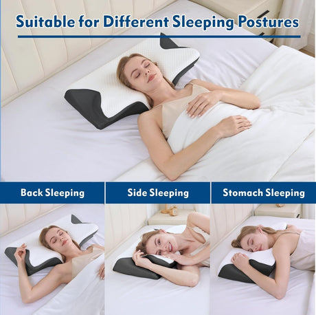 Black memory foam removable pillowcase, breathable.