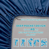 Hotel Quality Fitted Sheet - 1 Piece Fitted Sheet  -Breathable Bedding - Wrinkle, Fade, Stain Resistant- 16inch/40cm Deep Pocket Fitted Bed Sheet-Wrinkle and Fade Resistant,(Navy,Double)
