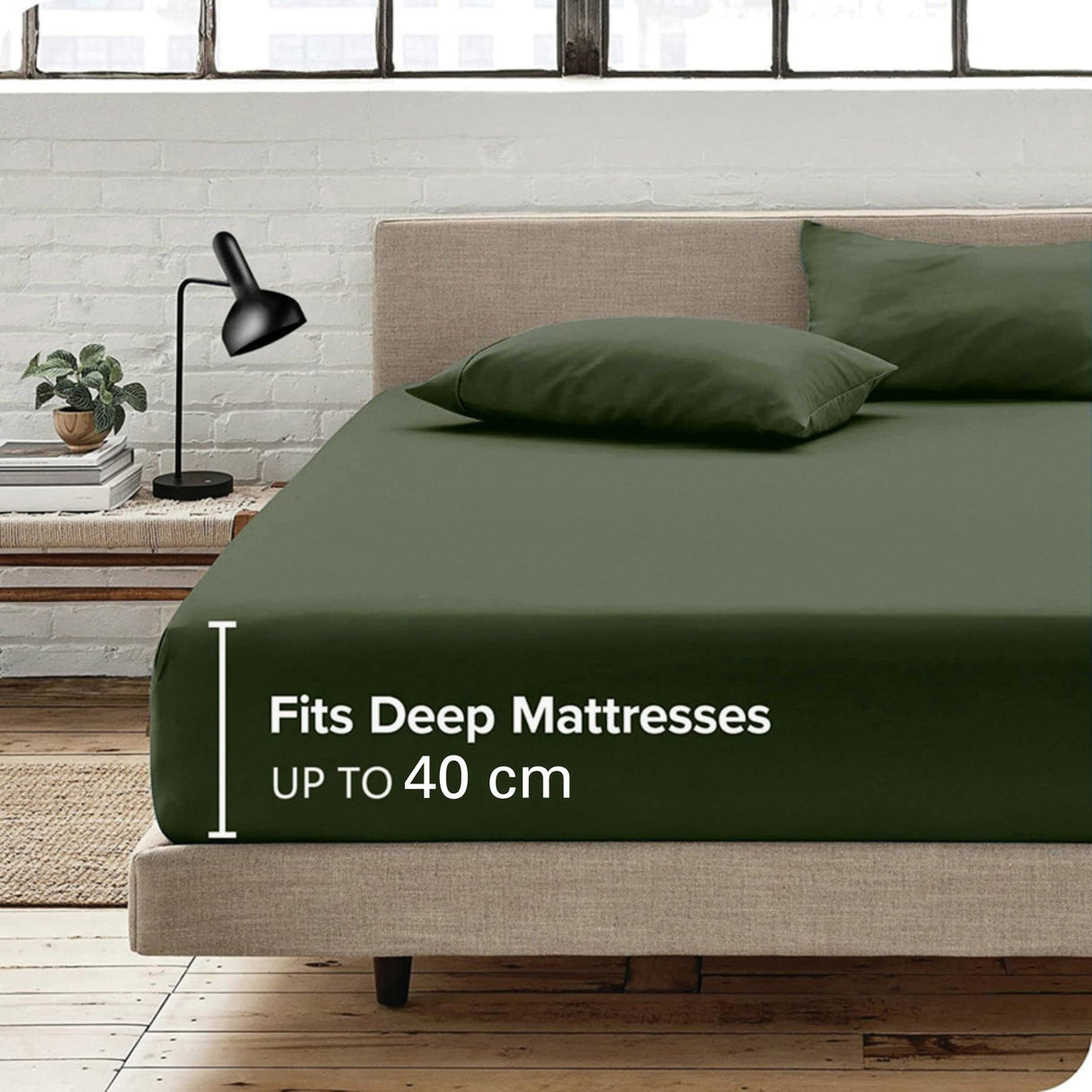 Hotel Quality Fitted Sheet - 1 Piece Fitted Sheet  -Breathable Bedding - Wrinkle, Fade, Stain Resistant- 16inch/40cm Deep Pocket Fitted Bed Sheet-Wrinkle and Fade Resistant,(Olive green,Super King)