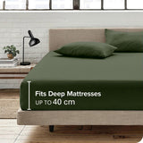 Hotel Quality Fitted Sheet - 1 Piece Fitted Sheet  -Breathable Bedding - Wrinkle, Fade, Stain Resistant- 16inch/40cm Deep Pocket Fitted Bed Sheet-Wrinkle and Fade Resistant,(Olive green,Super King)