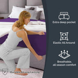 Hotel Quality Fitted Sheet - 1 Piece Fitted Sheet  -Breathable Bedding - Wrinkle, Fade, Stain Resistant- 16inch/40cm Deep Pocket Fitted Bed Sheet-Wrinkle and Fade Resistant,(Purple,Super King)