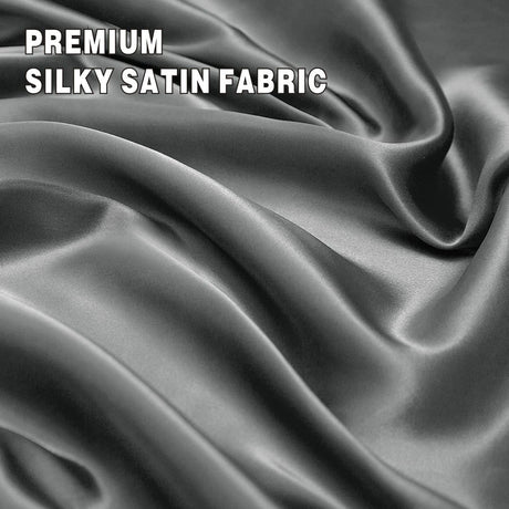 Grey silk fitted flat sheet, wrinkle resistant.