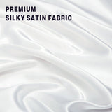 Art Silk Satin Sheet Set Hotel 3 Pieces Fitted/Flat Sheet Bedding Set-Luxury Soft Silky Sheets for Hair and Skin, Similar to Silk Bed Sheets Set 3 Pieces(King Single,White)