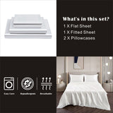 Art Silk Satin Sheet Set Hotel 4 Pieces Fitted/Flat Sheet Bedding Set-Luxury Soft Silky Sheets for Hair and Skin, Similar to Silk Bed Sheets Set 4 Pieces(Queen,White)