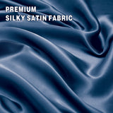 Art Silk Satin Sheet Set Hotel 4 Pieces Fitted/Flat Sheet Bedding Set-Luxury Soft Silky Sheets for Hair and Skin, Similar to Silk Bed Sheets Set 4 Pieces(Queen,Navy)