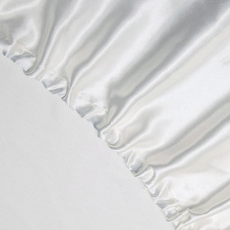 White silk fitted flat sheet, lightweight.