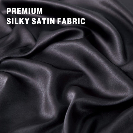 Black silk fitted flat sheet, wrinkle resistant.