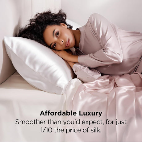 White silk pillowcase, 2 pack, breathable.