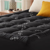 800GSM Mattress Topper Viscose Derived from Bamboo, Thick Pillowtop Fitted Mattress Cover with 45cm Deep Skirt - Machine Washable Hypoallergenic(King,Black)