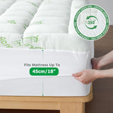 800GSM Mattress Topper Viscose Derived from Bamboo, Thick Pillowtop Fitted Mattress Cover with 45cm Deep Skirt - Machine Washable Hypoallergenic(King,Green)