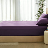3 Piece Hotel Bamboo Cooling Fitted Sheet Set & Pillowcase -Ultra Soft 2000TC Breathable Fitted Bed Sheets Set with 37 Centimetre Deep Pocket-Cooling Sheets for Hot Sleepers(Purple,King)