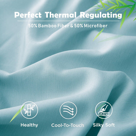 Sky blue bamboo fitted sheet, 3 piece, super king size, made for hot sleepers.
