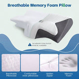 Cervical Neck Pillow for Neck Pain Relief, 2 in 1 Ergonomic Orthopedic Bed Pillow for Sleeping, Memory Foam Pillows for Side, Back & Stomach Sleepers with Removable Pillowcase