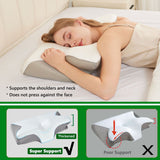 Cervical Neck Pillow for Neck Pain Relief, 2 in 1 Ergonomic Orthopedic Bed Pillow for Sleeping, Memory Foam Pillows for Side, Back & Stomach Sleepers with Removable Pillowcase