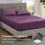 2000TC Hotel Quality Fitted Sheets - 2 Piece Fitted Sheets  -Breathable Bedding - Wrinkle, Fade, Stain Resistant- 16inch/40cm Deep Pocket Fitted Bed Sheets-Wrinkle and Fade Resistant,(Purple,Double)