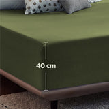 2000TC Hotel Quality Fitted Sheets - 2 Piece Fitted Sheets  -Breathable Bedding - Wrinkle, Fade, Stain Resistant- 16inch/40cm Deep Pocket Fitted Bed Sheets-Wrinkle and Fade Resistant,(Olive green,King)