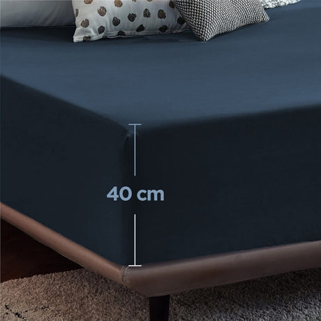 Navy fade resistant, 16inch, 2 piece, queen size.