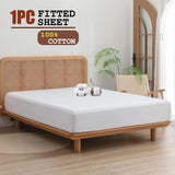 100% Cotton Fitted Sheet - Super Soft 40cm Deep Pocket Bottom Sheets - White Elastic Sheet（Super King,White)