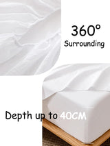 100% Cotton Fitted Sheet - Super Soft 40cm Deep Pocket Bottom Sheets - White Elastic Sheet（Super King,White)