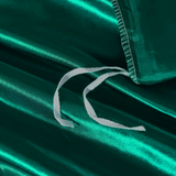 Satin Quilt cover Set Hotel 3 Pieces Quilt cover with Pillowcase, Art Silk Bedding Set-Luxury Soft Silky pillowcase for Hair and Skin, Similar to Silk Duvet/Donna Cover Set- 3 Pieces(Double,Green)
