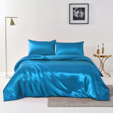 Satin Quilt cover Set Hotel 3 Pieces Quilt cover with Pillowcase, Art Silk Bedding Set-Luxury Soft Silky pillowcase for Hair and Skin, Similar to Silk Duvet/Donna Cover Set- 3 Pieces(King,Ocean)