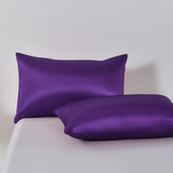 Satin Quilt cover Set Hotel 3 Pieces Quilt cover with Pillowcase, Art Silk Bedding Set-Luxury Soft Silky pillowcase for Hair and Skin, Similar to Silk Duvet/Donna Cover Set- 3 Pieces(King,Purple)