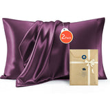 Silk Pillowcase for Hair and Skin Mulberry Silk Pillowcase Soft Breathable Smooth Both Sided Natural Silk Pillowcase with Envelope pocket Beauty Sleep Silk Pillow Case for Gift (2 Pack, Standard, Purple)