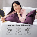Silk Pillowcase for Hair and Skin Mulberry Silk Pillowcase Soft Breathable Smooth Both Sided Natural Silk Pillowcase with Envelope pocket Beauty Sleep Silk Pillow Case for Gift (2 Pack, Standard, Purple)