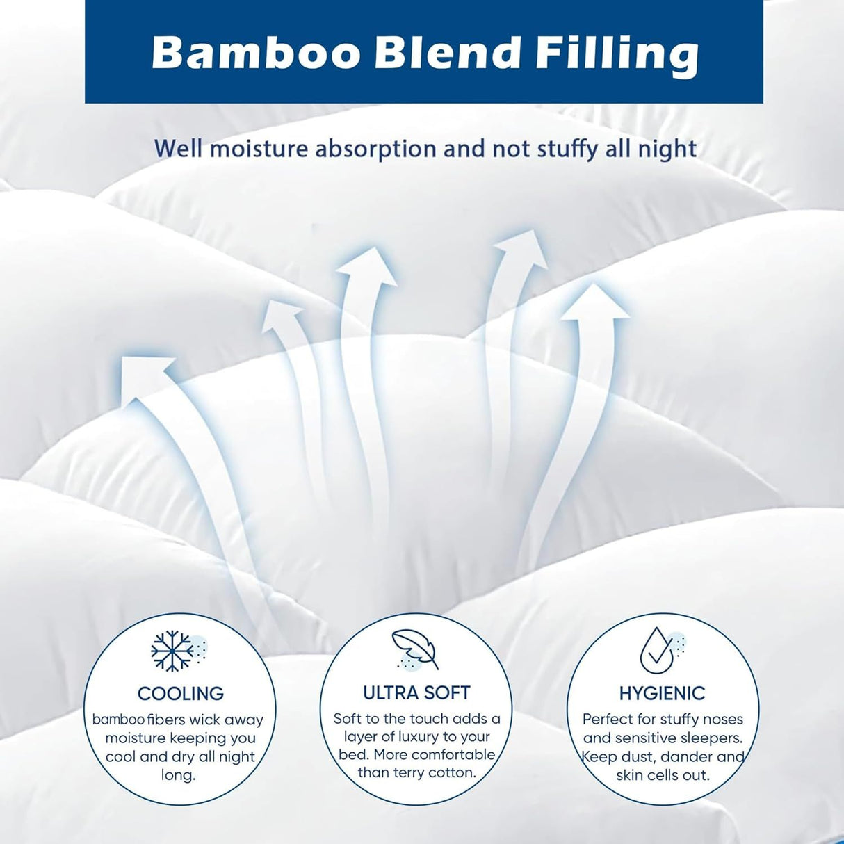 1000GSM Mattress Topper Viscose Derived from Bamboo, Thick Pillowtop Fitted Mattress Cover with 45cm Deep Skirt - Machine Washable Hypoallergenic(King,Black)