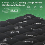 800GSM Mattress Topper Viscose Derived from Bamboo, Thick Pillowtop Fitted Mattress Cover with 45cm Deep Skirt - Machine Washable Hypoallergenic(King,Black)