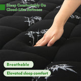 800GSM Mattress Topper Viscose Derived from Bamboo, Thick Pillowtop Fitted Mattress Cover with 45cm Deep Skirt - Machine Washable Hypoallergenic（King Single,Black）