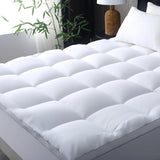 1000GSM Mattress Topper Viscose Derived from Bamboo, Thick Pillowtop Fitted Mattress Cover with 45cm Deep Skirt - Machine Washable Hypoallergenic(Queen,,Black)