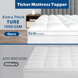 1000GSM Mattress Topper Viscose Derived from Bamboo, Thick Pillowtop Fitted Mattress Cover with 45cm Deep Skirt - Machine Washable Hypoallergenic（Single,Black）