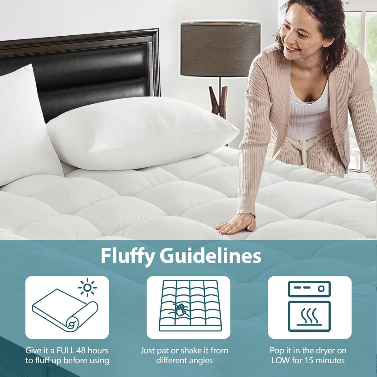 1000GSM Mattress Topper Viscose Derived from Bamboo, Thick Pillowtop Fitted Mattress Cover with 45cm Deep Skirt - Machine Washable Hypoallergenic（Single,Black）