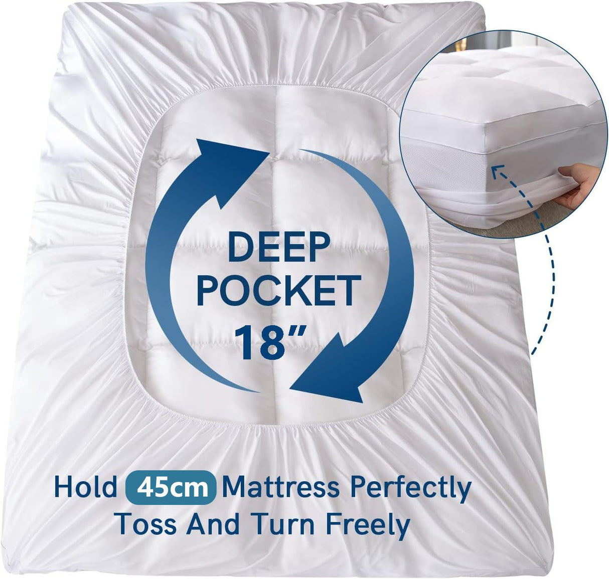 800GSM Mattress Topper Viscose Derived from Bamboo, Thick Pillowtop Fitted Mattress Cover with 45cm Deep Skirt - Machine Washable Hypoallergenic（Single,Black）